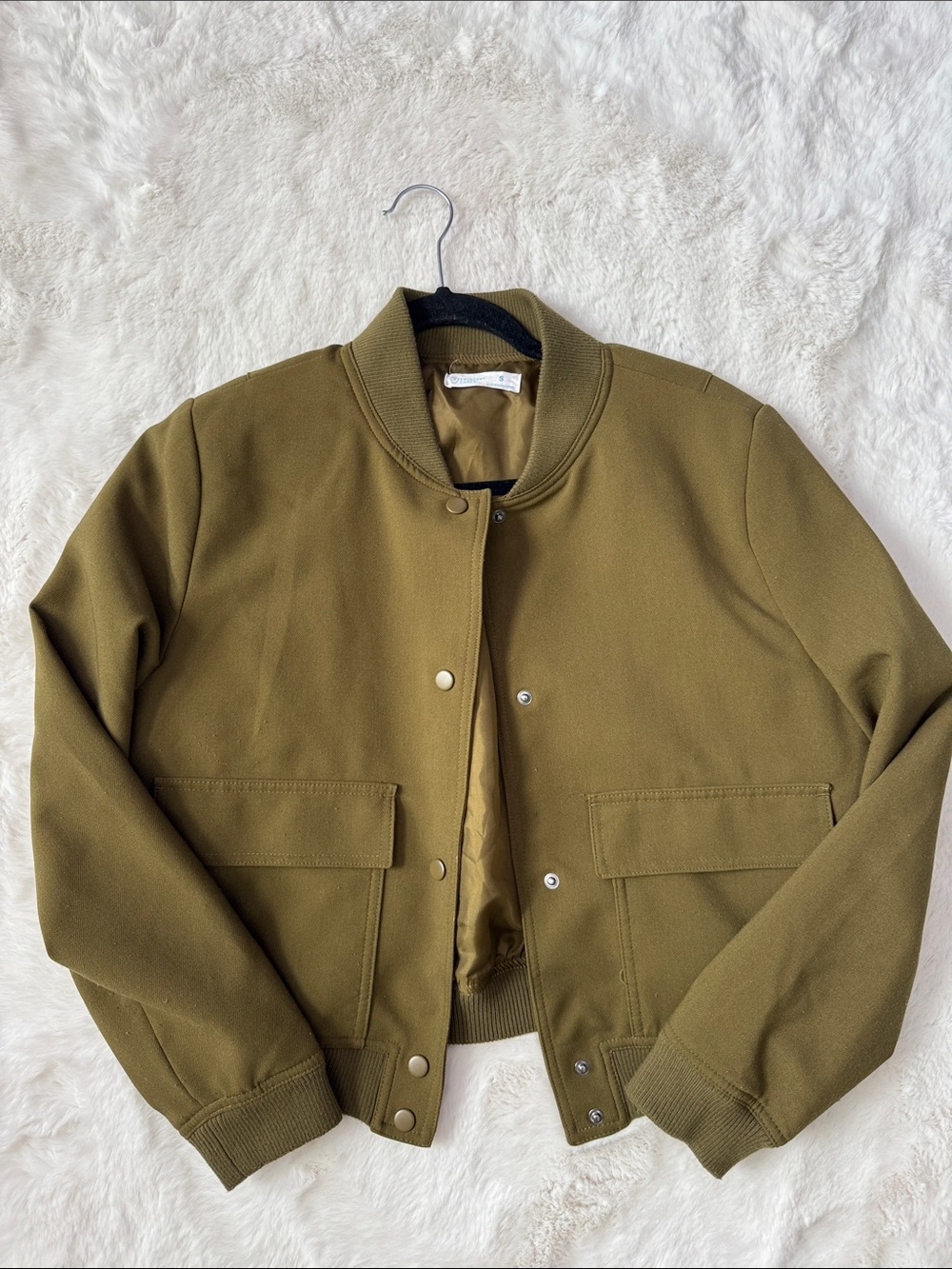 Primark Olive Bomber Jacket with Ribbed Trim